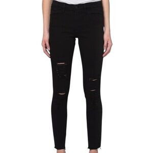 FRAME Le High Skinny Black Denim Jeans Distressed Sz 30 Mid Rise Ankle Designer
